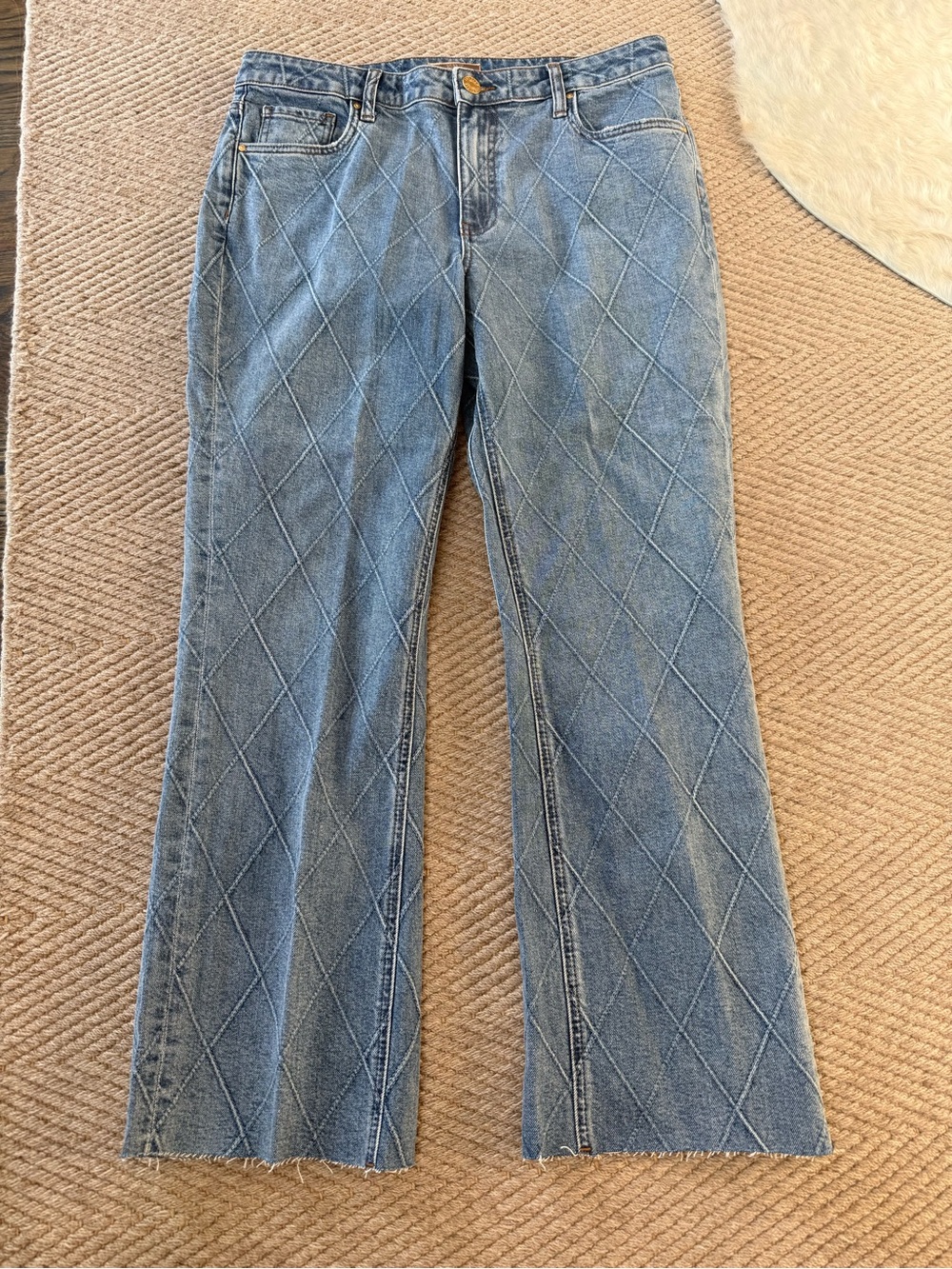 Kut from the Kloth Blue Diamond-Quilted Boot Cut Jeans